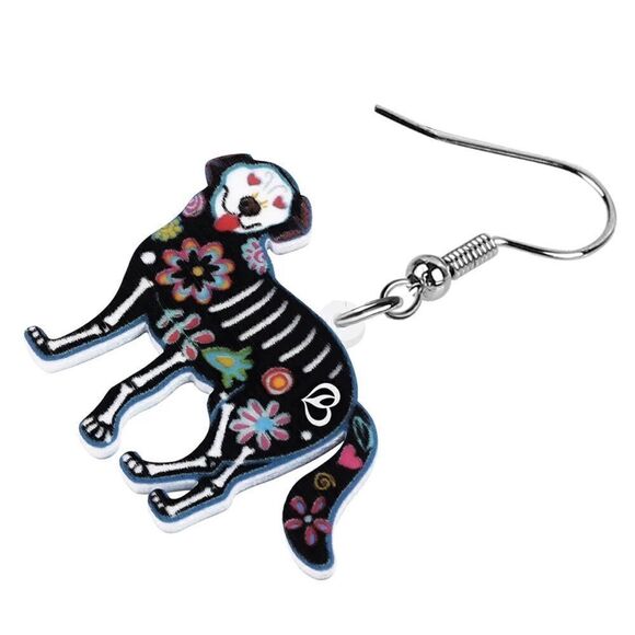 Dia de los Muertos Dog Earrings Skeleton Lab Halloween Labrador - Picture 4 of 5